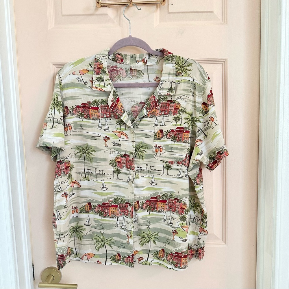 Cream Erika tiki button up